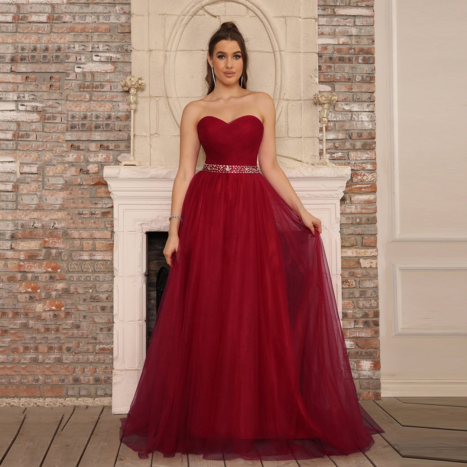 Evening Gowns Women Sleeveless Tube Dress High Waisted Elegant Solid