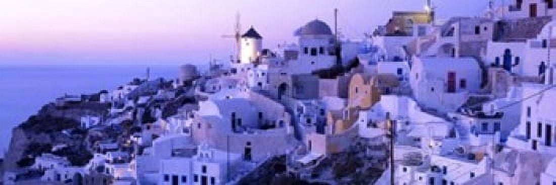 Evening Ia Santorini Greece Canvas Art - Panoramic Images (18 x 6)