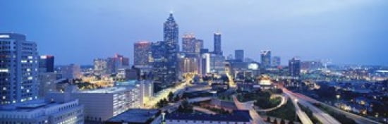Evening In Atlanta Atlanta Georgia USA Canvas Art - Panoramic Images (36 x 12)