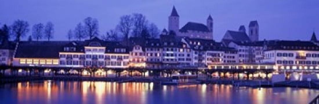 Evening Lake Zurich Rapperswil Switzerland Canvas Art - Panoramic Images (18 x 6)