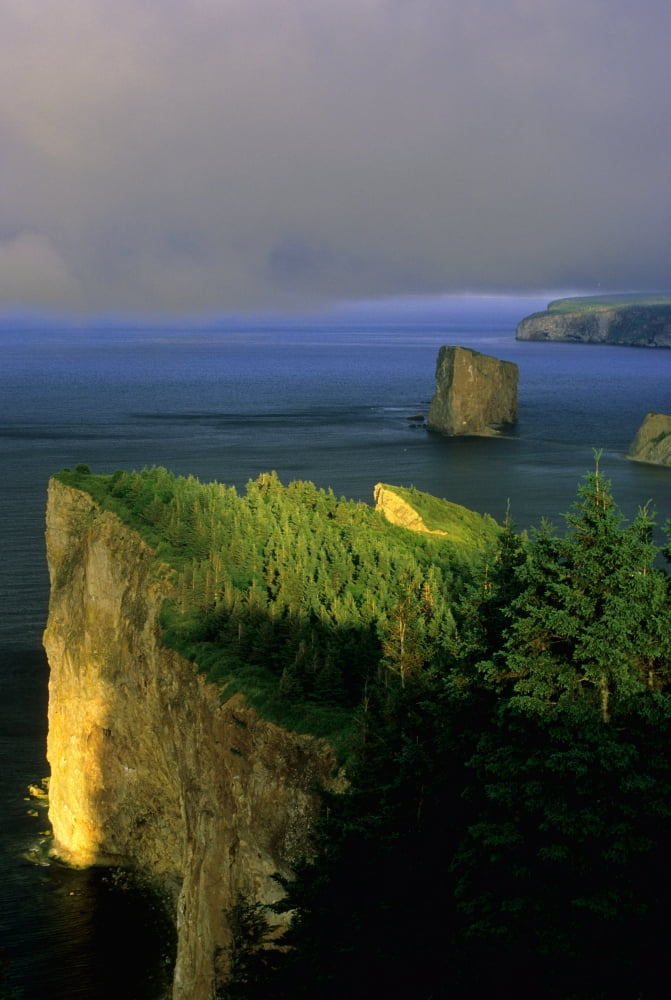 Evening Light And Fog Perce Gaspe Quebec Canvas Art - John Sylvester Design Pics (22 x 34)