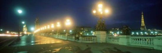 Evening Paris France Canvas Art - Panoramic Images (36 x 12)