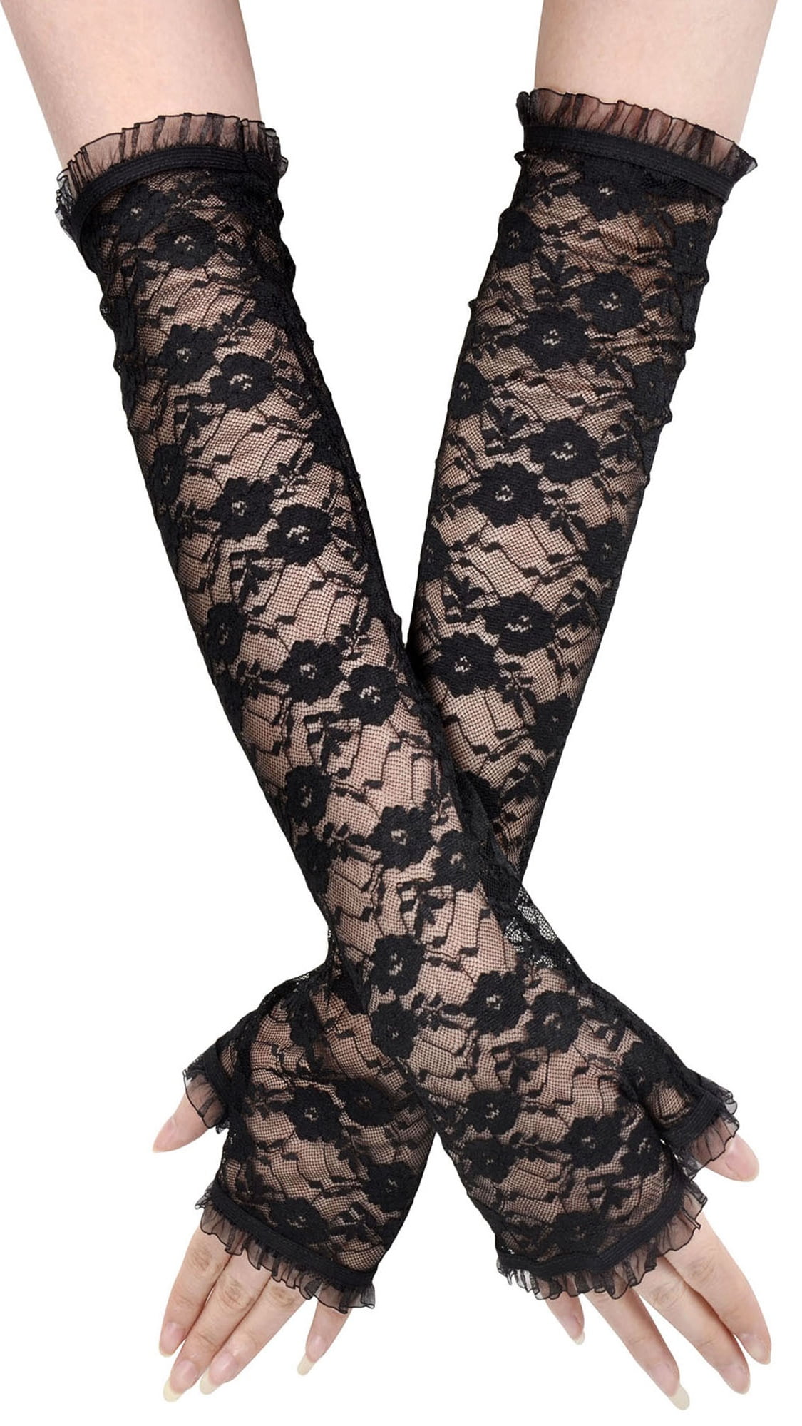 Fingerless Black Lace Gloves - Walmart.com
