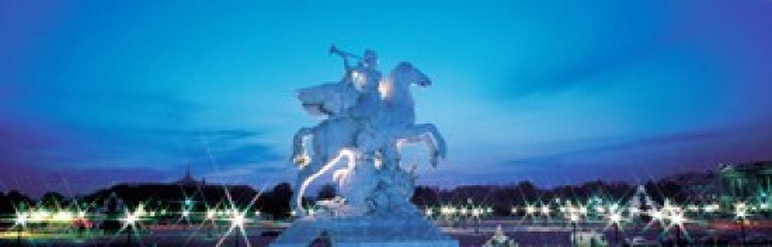 Evening Place de la Concorde Paris France Canvas Art - Panoramic Images (18 x 6)