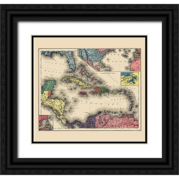 Evening Post 21x20 Black Ornate Wood Framed with Double Matting Museum Art Print Titled - West Indies Caribbean - Evening Post 1898