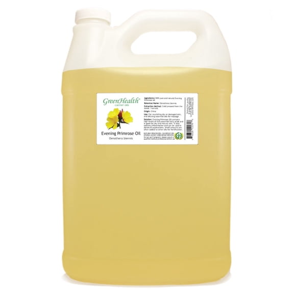 GreenHealth Evening Primrose Carrier Oil 1 Gallon Clear Plastic Jug with Cap