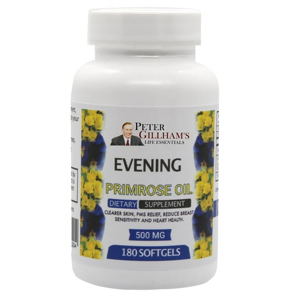 Evening Primrose Oil (500mg), 180 Softgels, No fillers or Artificial Ingredients - Non-GMO & Gluten Free, helps to fight Aging & Free Radical Damage. Made in USA by Peter Gillham Life Essentials