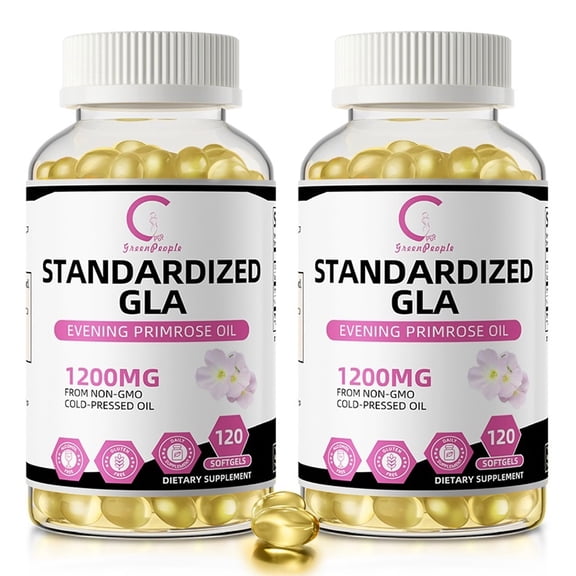 Evening Primrose Oil Supplements (1200mg) with Naturally Occurring GLA for Women's Hormone Balance & Skin Health Support, 240 Softgels