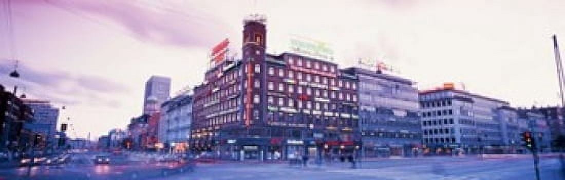 Evening Radhuspladsen Copenhagen Denmark Canvas Art - Panoramic Images (18 x 6)