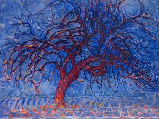 Evening Red Tree Canvas Art - Piet Mondrian (22 x 28)