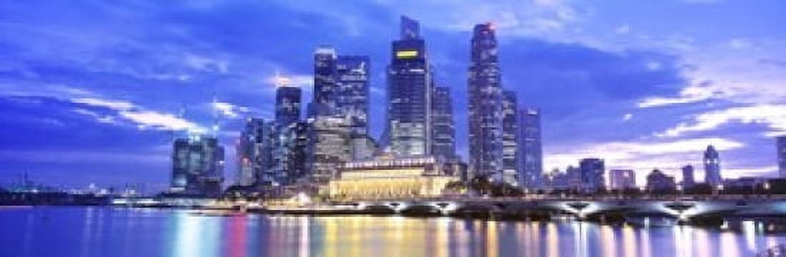 Evening Singapore Canvas Art - Panoramic Images (18 x 6)