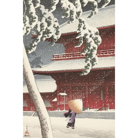 Evening Snow at Edo River Hasui Kawase Japanese Painting Japanese Woodblock Art Nature Asian Art Modern Home Decor Winter Trees Cool Wall Art Print Poster 16x24
