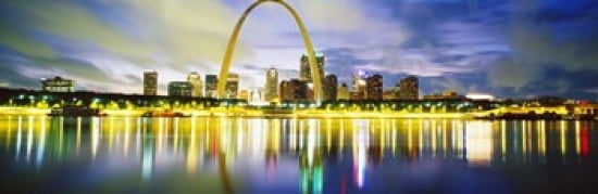 Evening St Louis Missouri USA Canvas Art - Panoramic Images (36 x 12)