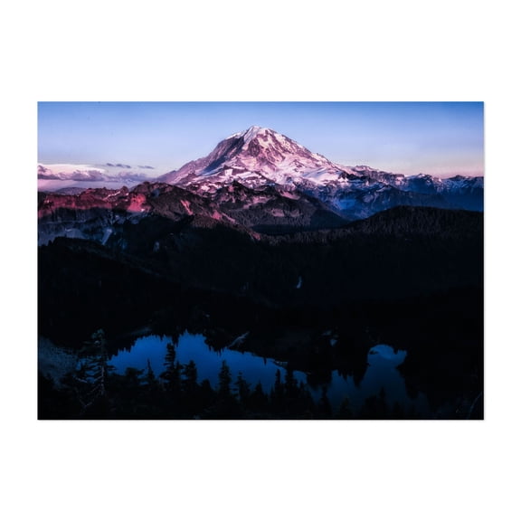 Evening at Tolmie Peak, Mt. Rainier - Washington Photography Mountain Scenic Landscape Nature Snow Night Sky Lake Unframed Wall Art Print 4 x 6 inches