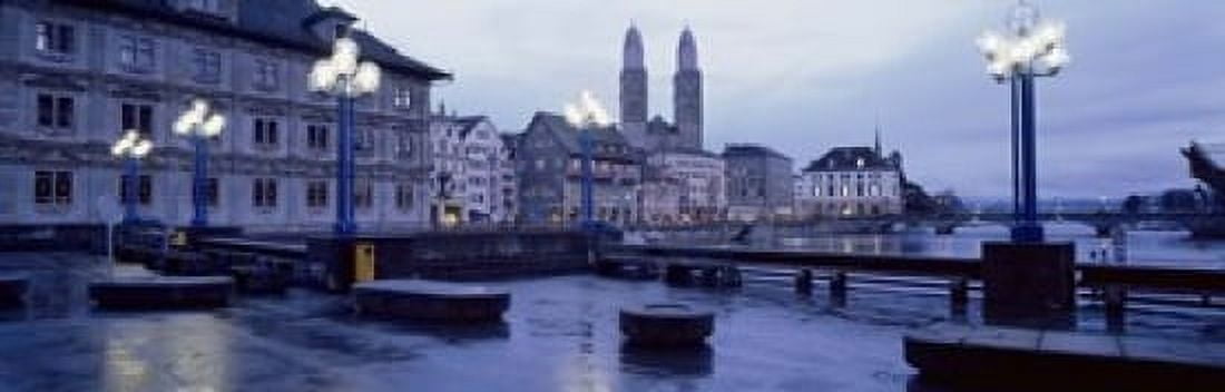 Evening Zurich Switzerland Canvas Art - Panoramic Images (18 x 6)
