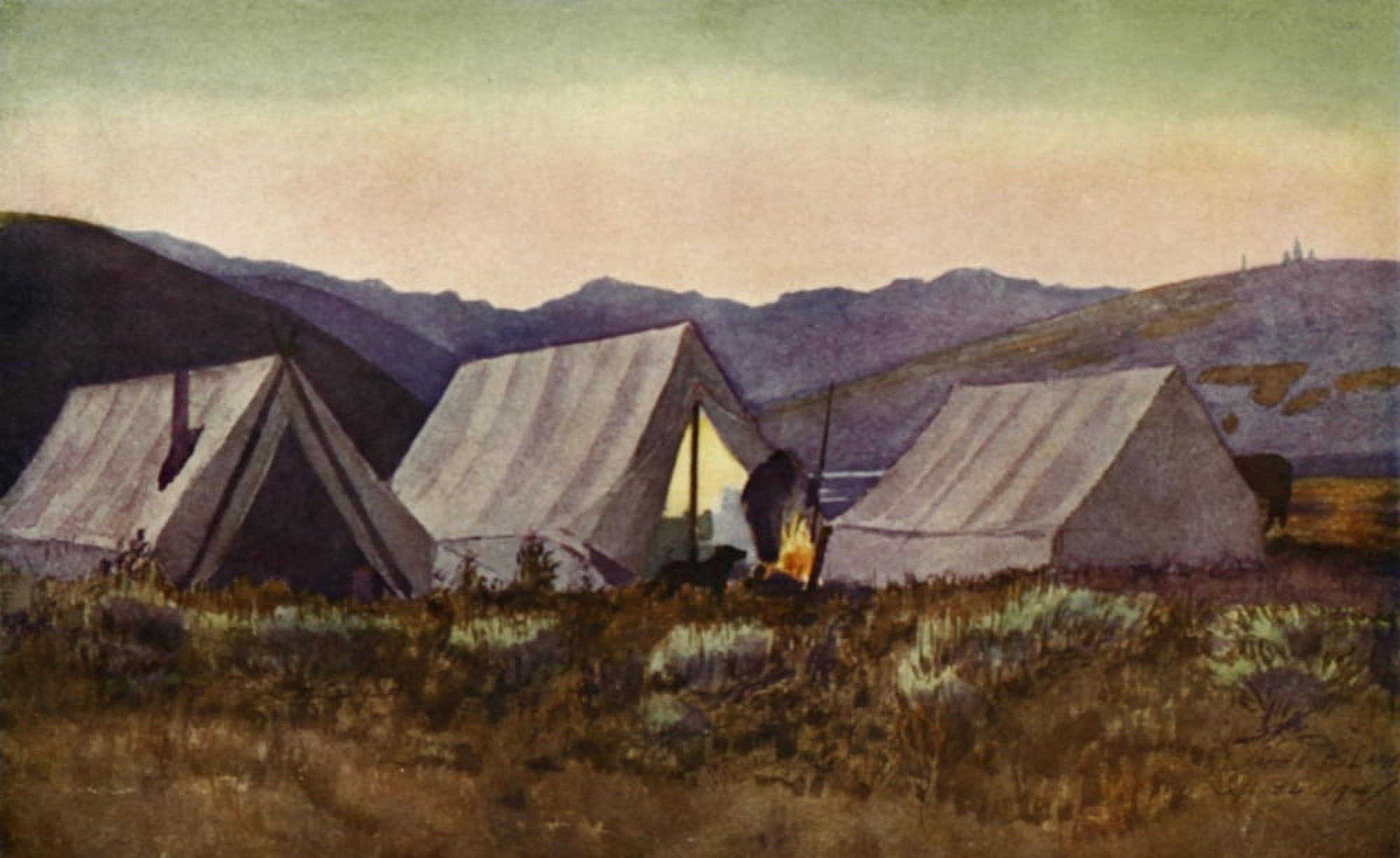 Evening camp Canvas Art - James Blomfield (24 x 36)
