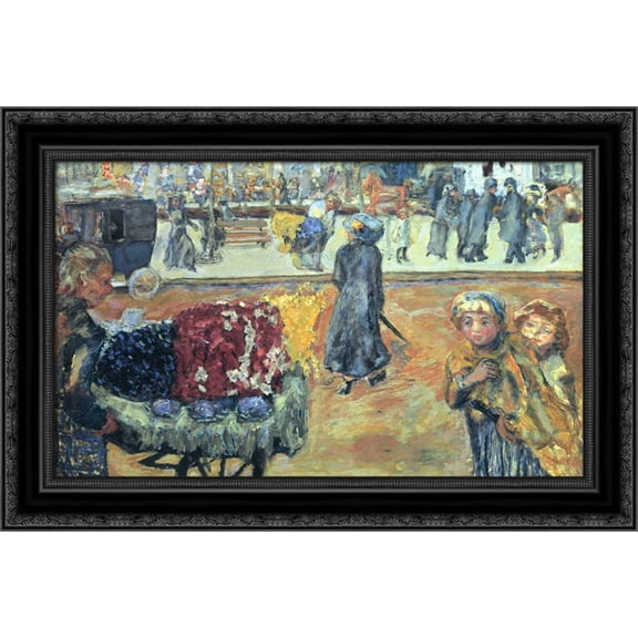 Evening in Paris 24x18 Black Ornate Wood Framed Canvas Art by Bonnard, Pierre