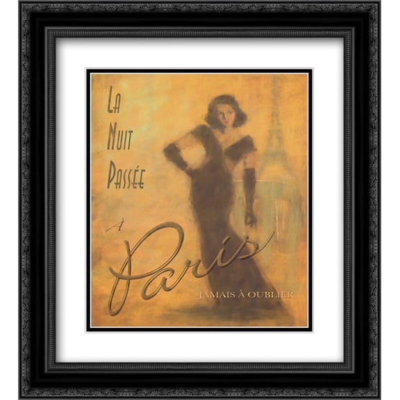 Evening in Paris 2x Matted 20x24 Black Ornate Framed Art Print by Margaret Dyer