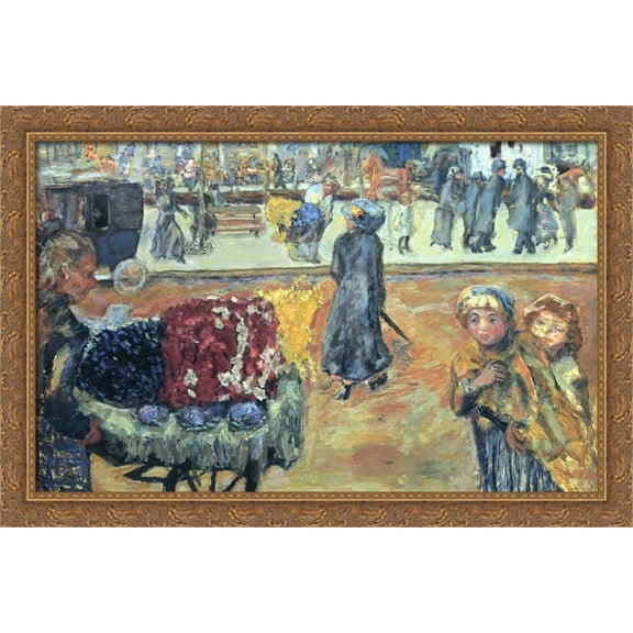 Evening in Paris 40x26 Large Gold Ornate Wood Framed Canvas Art by Pierre Bonnard