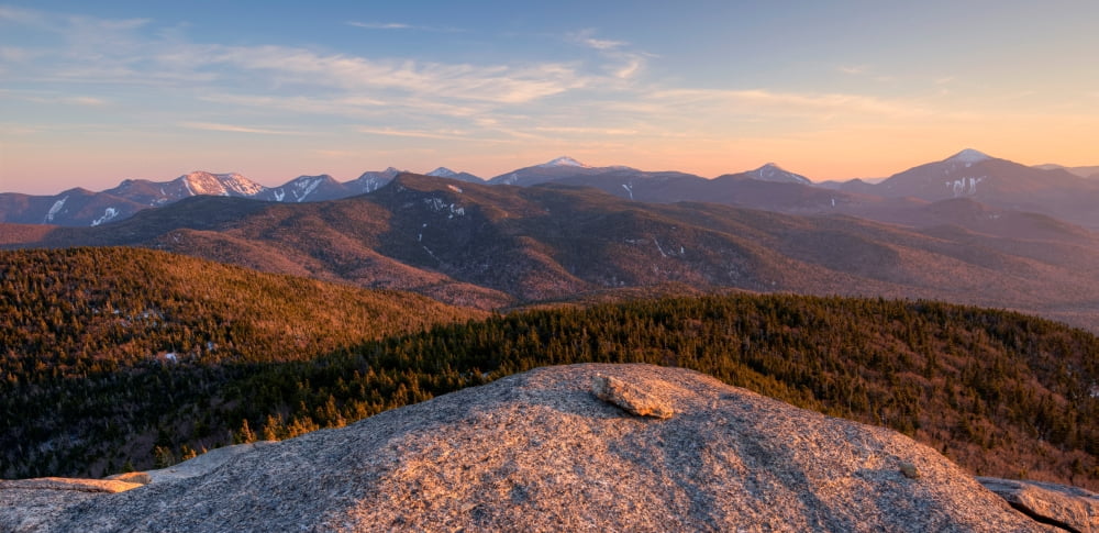 Evening light on the Adirondack High Peaks Adirondack Mountains Adirondack Park New York State USA Canvas Art - Panoramic Images (19 x 9)