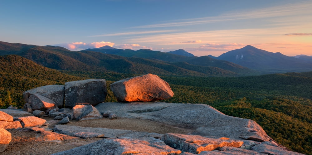 Evening light on the Balanced rocks on Pitchoff Mountain Adirondack Park New York State USA Canvas Art - Panoramic Images (36 x 12)