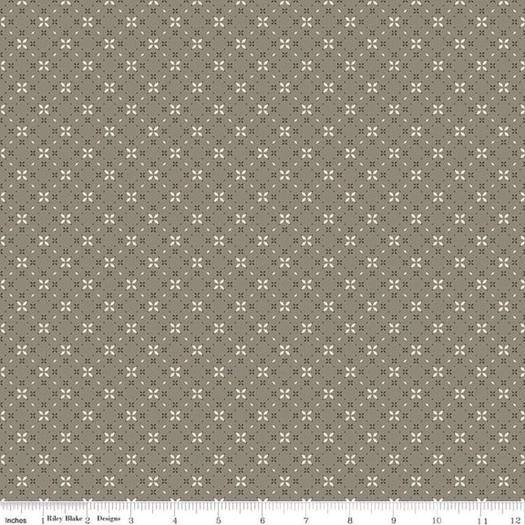 Evening on the Prairie Geo Floral Green Cotton Fabric