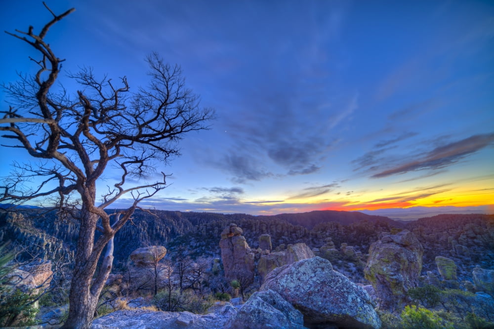 Evening twilight at the Chiricahuas National Monument Arizona Canvas Art - Alan DyerStocktrek Images (17 x 12)