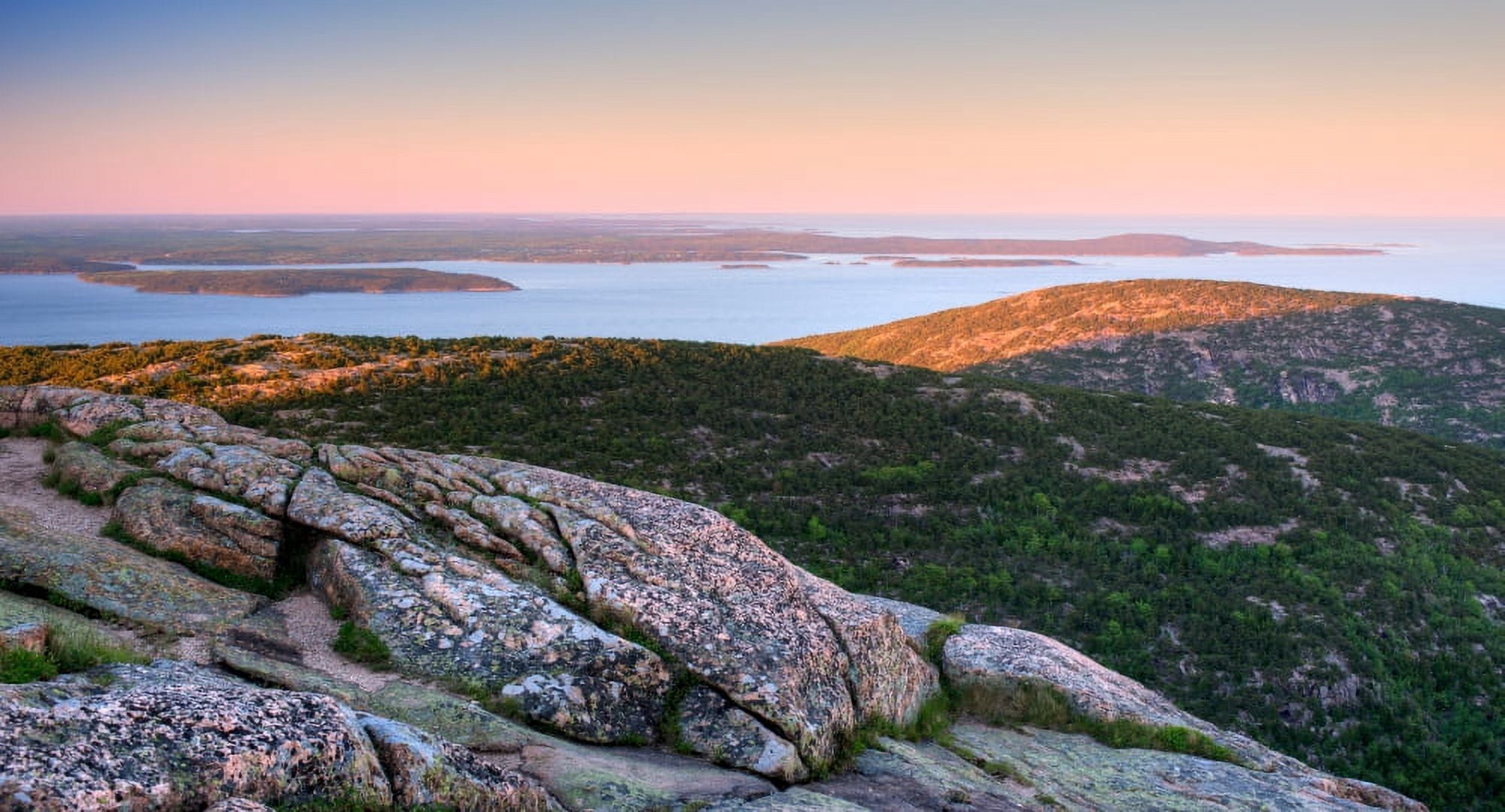 Evening view from Cadillac Mountain Mount Desert Island Acadia National Park Maine USA Canvas Art - Panoramic Images (27 x 9)