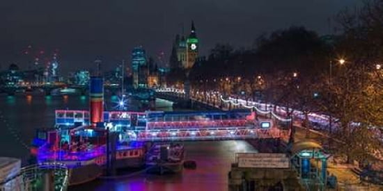 Evening view of London city Canvas Art - Assaf Frank (24 x 48)