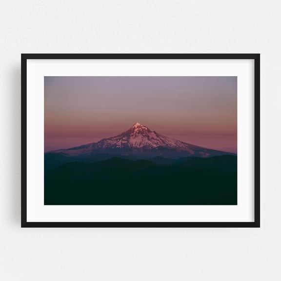 Evenings at Hood - Oregon Photography Mountain Sunset Nature Landscape Scenic Wilderness Pastel Black Framed Wall Art Print 12 x 18 inches