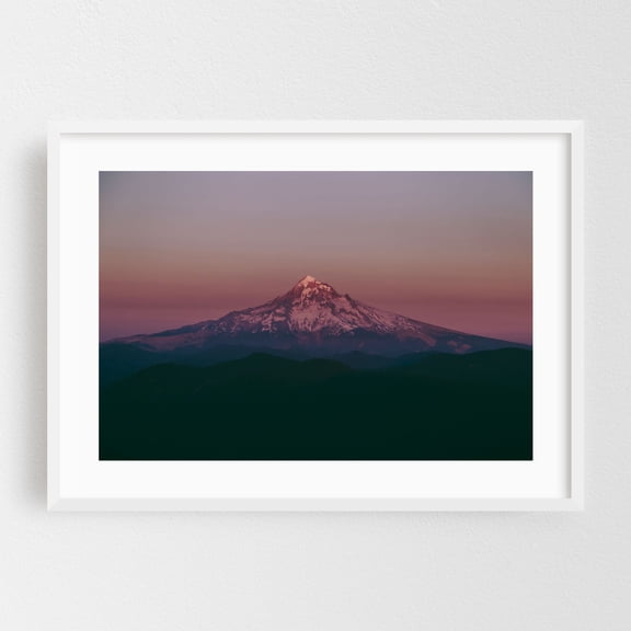 Evenings at Hood - Oregon Photography Mountain Sunset Nature Landscape Scenic Wilderness Pastel White Framed Wall Art Print 24 x 36 inches