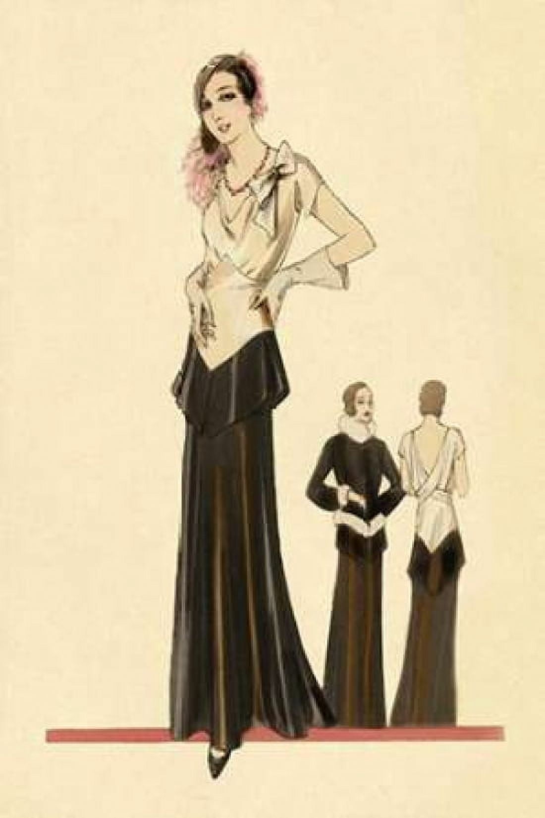Eveningwear in Black and White Canvas Art - Vintage Fashion (24 x 36)