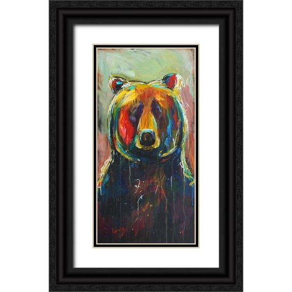Evenson, Karrie 18x32 Black Ornate Wood Framed with Double Matting Museum Art Print Titled - Back Woods Black Bear