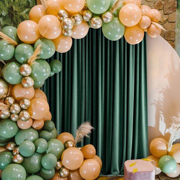 Event Backdrop Curtain Stretchable Wrinkle-Resistant Polyester Fabric Emerald Green Velvet Elegant Photo Booth Background for Weddings, Birthday Parties, Corporate Events & Photography Studio Use