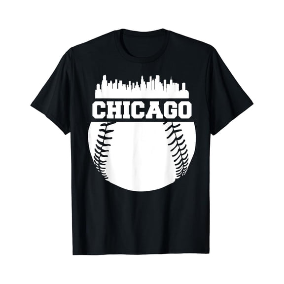 Event Chicago Baseball Fan Chi Town Sky Line Sports Lovers Gift T-Shirt, Size S-5XL
