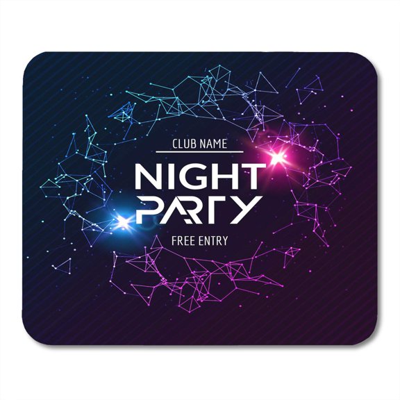 Event Colorful Concert Night Party Neon Shiny Club Disco Dj Fun Dance Summer Music Abstract Graphic Mousepad Mouse Pad Mouse Mat 9x10 inch