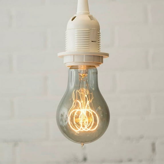Event Decor Pendant Light with Antique Smoke Tint A Style Bulb 15 ft White Cord Plug-In