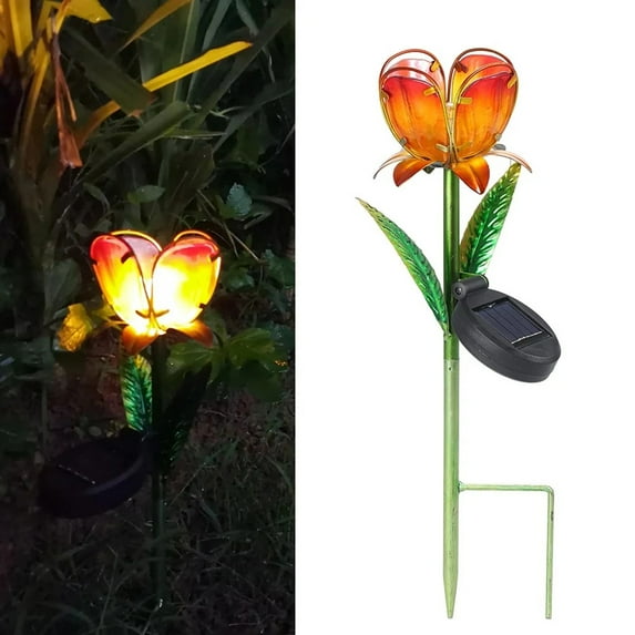 Event Decorations,Solar Lights Outdoor Decorative Flower Garden Lights Decor Glass Petal Metal