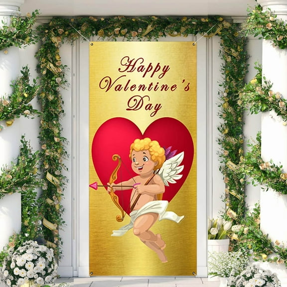Event Decorations,Valentine's Day Door Cover Decoration Creative Background Valentine's Day Front Door Decoration