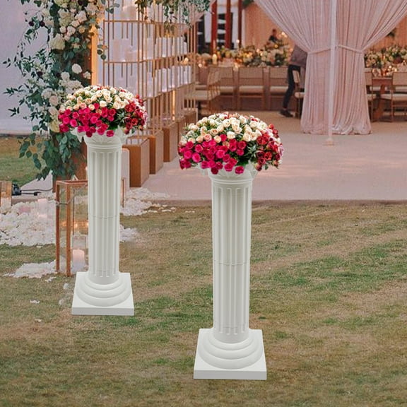 Event Decorative Column Adjustable Height 2PCS Wedding Roman Column, Plastic Wedding Landscaping Roman Pillar