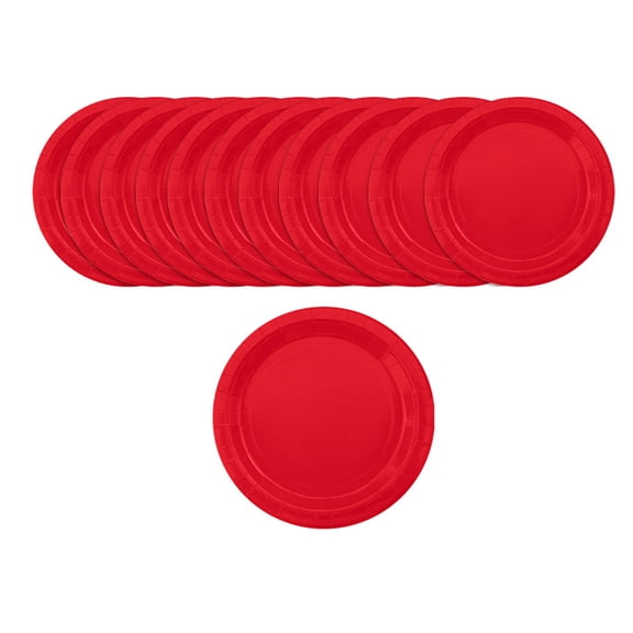 Event Disposable Tableware Kit, 24 Pack 9 Inch Durable Red Paper Plates, Plastic Table Cover, Table Cover Plastic, Convenient Single-Use Party Supplies for Family Dinners, Game