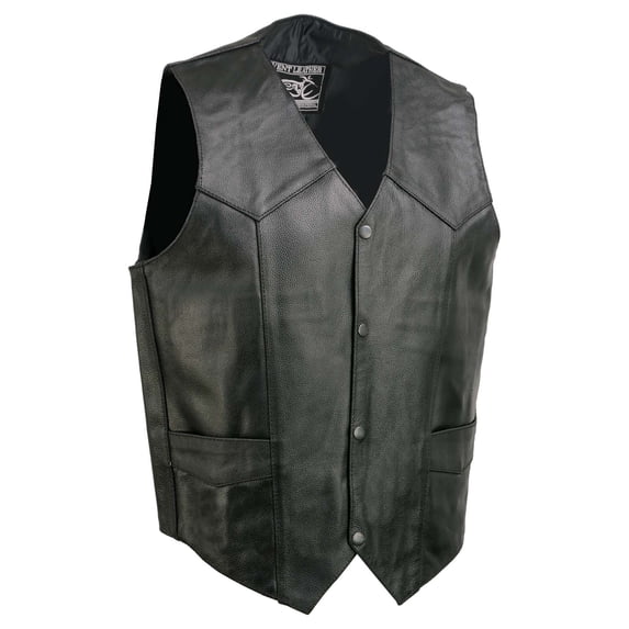 Event Leather EL5310 Black Motorcycle Leather Vest for Men - Riding Club Adult Motorcycle Vests 2X-Large