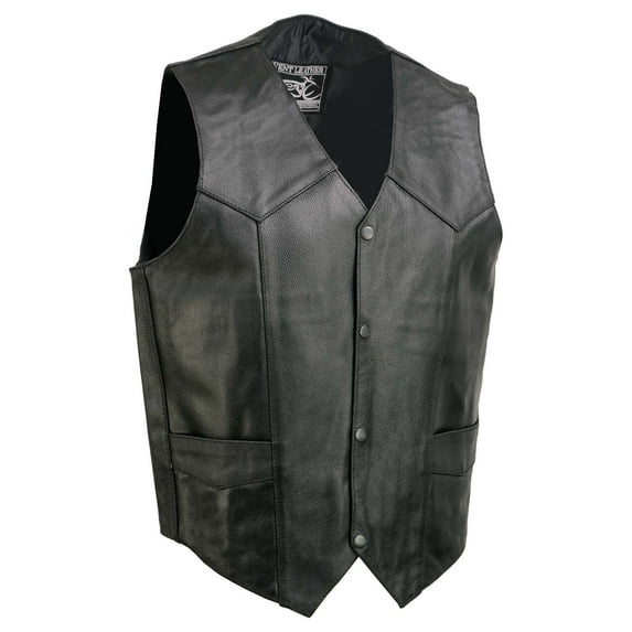 Event Leather EL5310 Black Motorcycle Leather Vest for Men - Riding Club Adult Motorcycle Vests 3X-Large