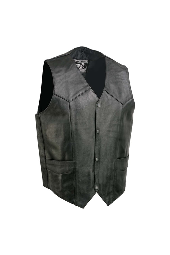 EL5310 Black Motorcycle Leather Vest for Men - Riding Club Adult Motorcycle Vests 6X-Large