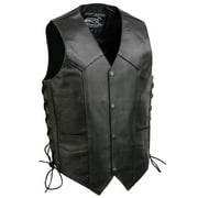Event Leather EL5315 Black Motorcycle Leather Vest for Men w/ Side Lace- Riding Club Adult Motorcycle Vests 7X-Large