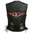 thumbnail image 1 of Event Leather ELL4900 Women’s 'Love to Ride' Black Leather Motorcycle Patched Embroidered Vests with Side Laces 2X-Large, 1 of 10