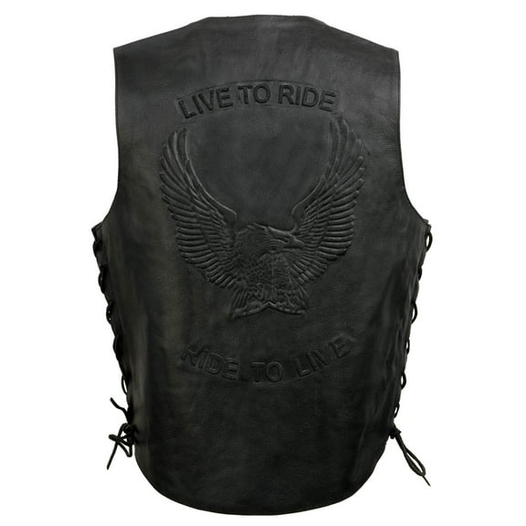 Men's Side Lace Live to Ride Vest w/ Flying Eagle