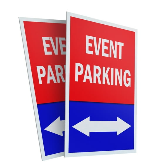 Event Parking With Double Arrow (2-PACK) 24" x 36" Plastic Signs | Sign Insert 4mm Corrugated Plastic Signs Storefront Window Poster
