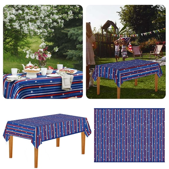 Event & Party 1 Piece 4th of July Party Tablecloth Disposable Decoration Independence Day Table Cover Memorial Day Decorations Stars and Stripes Plastic Tablecloth Military Patriot