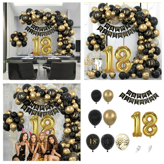 Event & Party Black And Gold Birthday Arch Balloon Set 18th Celebration Decoration Scene Kit for Memorable Moments and Festive Atmosphere